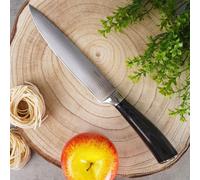 Cuchillo de cocina versátil de 17 cm, fabricado en acero damasco, con mango de madera de packa