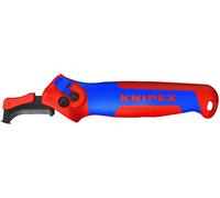 Cuchillo de corte Knipex con guía deslizante y función de trinquete, 146 mm, rojo/azul, 1 unidad.