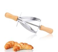 Cuchillo De Croissant, Rosquillera De Acero Inoxidablecuchillo Para Masa Laminadora De Masa Croissant Cuchillo De Piel De Rodillo Y Cortador Pasteles Con Mango De Madera Para Galletas, Mini Pizzas