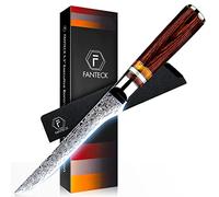 Cuchillo Deshuesador Damasco, FANTECK Cuchillo Cocina Profesional 14CM, Cuchillo de Chef de 67 Capas de Acero Damasco, Cuchillo para Filetear Pescado y Carne Cuchillo de Cocinero con Mango Ergonómico