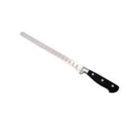 Cuchillo Jamonero Profesional de 29 cm con Hoja Estrecha Alveolada y Punta Redonda, Cuchillo Flexible de Acero Inoxidable para Cortar Jamón Ibérico y Serrano con Mango Ergónomico, Antideslizante
