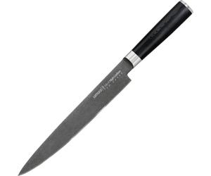 Cuchillo japonés Samura MO-V de 9 pulgadas, con acabado stonewash, ideal para cortar y rebanar. Utensilio de cocina de alta precisión para lograr la excelencia culinaria