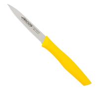 Arcos Cuchillo mondador Nova 188615 – Acero inoxidable Nitrum, hoja serrada 100 mm, mango amarillo