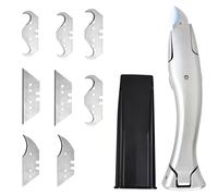 Cuchillo para Alfombras con Cuchilla de Gancho, Cuchillo Profesional para Alfombras con 8 Hojas de Repuesto, Cutter para Alfombras, Cutter para Hojas Trapezoidales para Cortar Suelos de PVC