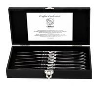 Cuchillo para bistec LUXURY, set de 6 piezas, negro, mango de ébano, Laguiole
