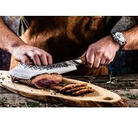 Cuchillo para carnes, forjado, acero VG10, mango de madera de raíz, 25,5 cm