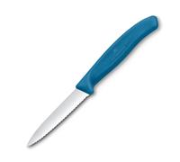 Cuchillo para pelar SWISS CLASSIC 8 cm, dentado, azul, plástico, Victorinox