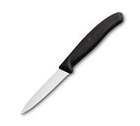 Cuchillo para pelar SWISS CLASSIC 8 cm, dentado, puntiagudo, negro, plástico, Victorinox
