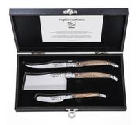 Cuchillo para queso LAGUIOLE LUXURY, 3 piezas, juego de regalo, mangos de madera de olivo, Laguiole