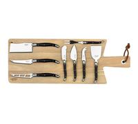 Cuchillo para queso PREMIUM, set de 8 piezas, con tabla de cortar, negro, Laguiole
