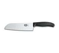 Cuchillo Santoku, 17 cm, con estrías ovaladas, negro, Victorinox