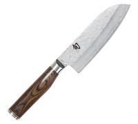 Cuchillo Santoku de 14 cm, acero damasco, núcleo de VG-10, forjado a mano, mango de nogal