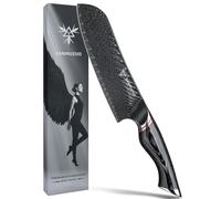 Cuchillo Santoku de acero damasco, 18 cm, con mango ergonómico, ideal para cocinar