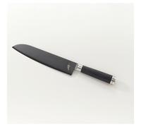 Cuchillo Santoku KAI Michel BRAS, número 5, de 22,9 cm. Cuchillo multiusos fabricado a mano, con hoja de acero inoxidable de 3 capas y mango de madera Pakkawood negra. Precisión y filo para cocineros 