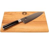 Cuchillo Santoku Kai Shun Classic DM-0702, extremadamente afilado, de 18 cm – Set de oferta que incluye una tabla de cortar artesanal única de 30x20 cm – Juego de cuchillos japonés para chefs profesio
