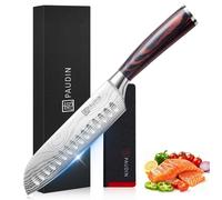 Cuchillo Santoku PAUDIN, 17,8 cm, acero 5Cr15MoV, mango de madera, extremadamente afilado