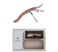 Cuchillo Sommelier 3 en 1 Laguiole Heritage - Cuchillo de camarero con sacacorchos, corta cápsulas y abrebotellas - Mango de auténtica madera de olivo - Diseño francés