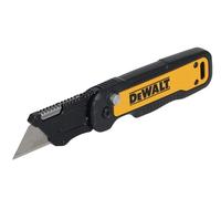 Cuchillo utilitario plegable DeWALT con empuje y volteo diseñado con un mango de metal para durabilidad, clip de bolsillo de alto rendimiento y orificio de sujeción integrado. Ideal para trabajar en