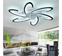 Cucummn Silencioso Led Ventilador De Techo Con Luz, Regulable Compatible con Alexa Lampara Ventiladores Techo, Moderno Design Lámpara Techo Ventilador 6 Velocidades Timer Niños Salon Dormitorio Negro