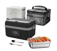 Cuenco calefactor, 900 ml, mini almuerzo caja calefactora recargable (negro | 7200mah - Cuenco de calefacción plana portátil recargable de acero inoxidable para coche, oficina, viaje