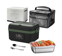 Cuenco calefactor con batería de 4000 mAh, 1 L almuerzo caja calefactora | Calefacción eléctrica de 60 W, calentador de comida 24 V, 12 V, calefactor plano para coche, para oficina, viaje, camping