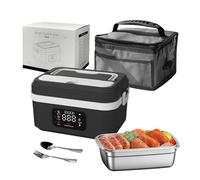 Cuenco calefactor con batería de 4000 mAh, 1 L almuerzo caja calefactora | Calefacción eléctrica de 60 W, calentador de comida 24 V, 12 V, calefactor plano para coche, para oficina, viaje, camping
