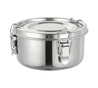 Cuenco de arroz al vapor de acero inoxidable 304 con tapa de hebilla, recipiente de metal grueso para cocinar en la cocina, almacenamiento de congelación y preparación de comidas (12 cm)