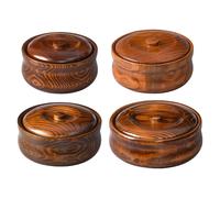 Cuenco de madera, contenedor hecho a mano para ensalada, cuenco de madera para Ramen, duradero con tapas 23cmx7.5cm