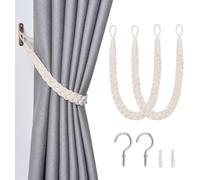 Cuerda sujeta cortinas ajustable de algodón para ventana, Beige, Pack 2 | Cordón trenzado de alta resistencia, anclaje firme con sujeción antideslizante, instalación sencilla y cuidado de tejidos