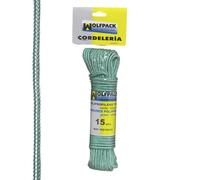 Cuerda trenzada polipropileno blanca/verde (madeja 15 m, unico
