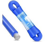 Cuerdas de tendedero Exterior 30M, Tendedero de Acero, Carga 220 kg, Cuerda de Tender (Diámetro 4 mm, Azul)