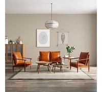 Cuero auténtico acabado artesanal estilo retro Marrón 66x69x74 cm 3 pzas | Set de sofás 3 pzas cuero auténtico madera maciza acacia marrón sala estar retro resistente natural