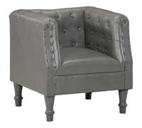 Cuero de cabra genuino estilo industrial retro Madera maciza de mango Gris | Sillón de cuero auténtico gris con estructura de madera maciza, butaca vintage industrial para sala de estar, dormitorio o