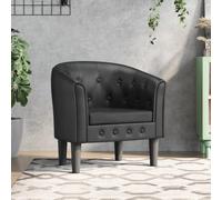 Cuero PU diseño cubo tapizado salón dormitorio oficina Negro 70x56x68 cm | Sillón cuero sintético negro con diseño cubo y botones, butaca moderna tapizada para sala, dormitorio u oficina, asiento