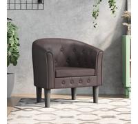 Cuero PU resistente a manchas Diseño cubo elegante Marrón 70 x 56 x 68 cm | Sillón Cuero Sintético Marrón con Diseño Cubo, Butaca Moderna con Botones para Sala, Dormitorio y Oficina, Sofá Individual