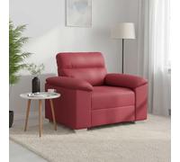 Cuero sintético resistente a manchas para sala de estar reposabrazos | Sillón sofá color rojo vino, 100x81x84 cm, piel sintética, individual con reposabrazos para sala de estar y oficina