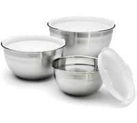 CUISINART Set de 3 cuencos de acero inoxidable con tapa, Boles para mezclar, 4.7L, 2.8L y 1.4L