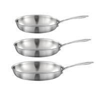 Cuisinox Gourmet - Juego de 3 sartenes (acero inoxidable, 24-28-32 cm)