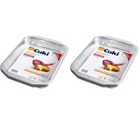 Cuki Ultra Force - Contenedor de aluminio con asas, 8 porciones, rectangular, Rs98G, formato práctico, 1 juego de 10 unidades (Paquete de 2)