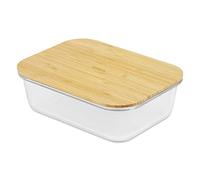 Culinare Naturals C70025 Contenedor de Alimentos con Tapa 1,5L, Bambú Sostenible/Vidrio, 22,5cm x 17cm x 7cm, Contenedor Hermético y Apilable para la Cocina