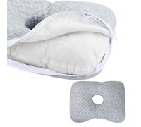 Culinavog Almohada para Dormir de Lado con Agujero para el Oído - Alivia el Dolor de Oído, Inflamación y Presión, Funda Extraíble de Algodón, Ideal para Piercings y Personas Sensibles (Color Gris)