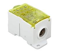 Culnflun Bloque de distribución de energía en carril DIN 400 A, bloque de terminales de 1 entrada y 11 salidas, conector de cable eléctrico de 690 V para el hogar, RV, marino, (Yellow)