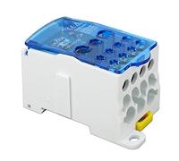 Culnflun Bloque de distribución de energía en carril DIN 400 A, bloque de terminales de 1 entrada y 11 salidas, conector de cable eléctrico de 690 V para el hogar, RV, marino, (Blue)