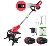 Cultivador eléctrico sin escobillas de 1500W, cortacésped portátil para jardín, cortacésped inalámbrico, herramienta de procesamiento de suelo para batería Makita de 18V With 2XBattery