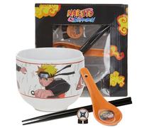 Culture Fly Naruto - Juego de cuencos para ramen con palillos y cuchara, cuencos de cerámica de 16 onzas para fideos instantáneos para microondas con palillos, cuenco de fideos ramen, cuenco de arroz,