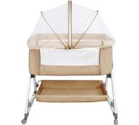 Cuna auxiliar para bebés, compatible con diferentes camas, fácil de montar y transportar, con altura ajustable, 4 ruedas, excelente circulación de aire, dimensiones: 80 x 40 x 100–115 cm – Color crema