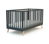 AT4 - Cuna bebé evolutiva KASA madera - Gris grafito - 70 x 140 - 146 x 74,50 x 83 cm