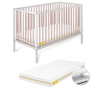 Cuna Bebe Madera 60x120 cm, Colchón Ternum | Laponia CoolDreams | Estilo nórdico, color natural. Colchón sanitario y 4 ruedas con freno. Cuna independiente sin kit colecho.