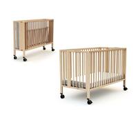 Cuna Bebé Plegable Flow Madera - Haya Barnizada - 60 X 120 - 124,5 X 64,5 X 87,5 Cm - At4