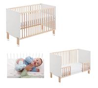 Cuna Colecho Evolutiva 60x120, con Ruedas y Barandillas | Umami CoolDreams | Normativa europea, pintura sin tóxicos. Kit colecho, ruedas y barandillas de seguridad incluidos.